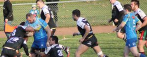Maillot Rugby Le Soler XIII Construction 90'S Daminato Haybrard Porté