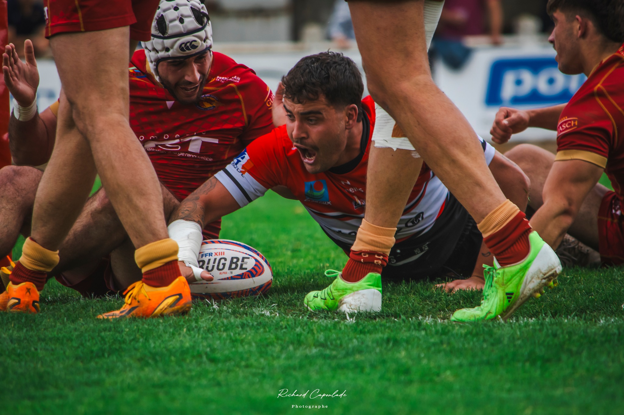 Maillot rugby à XIII SAINT-ESTEVE porté n°14 vintage shirt