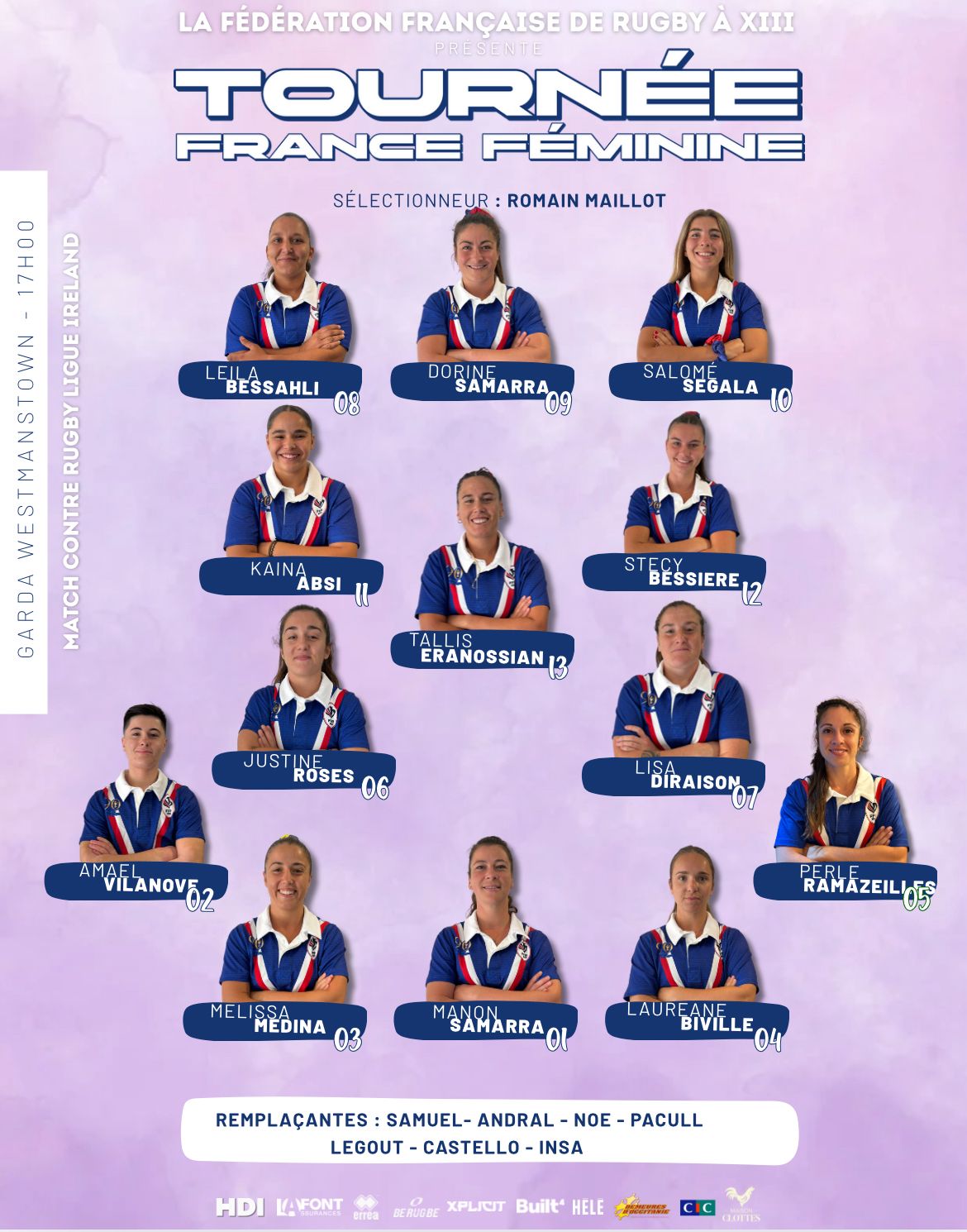 composition effectif Irlande - France féminin 2025