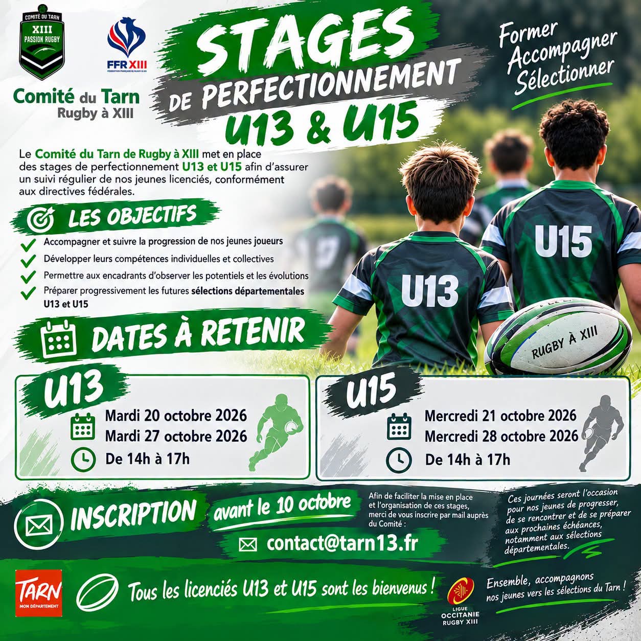 Le Comité du Tarn organise des stages de perfectionnement U13 et U15